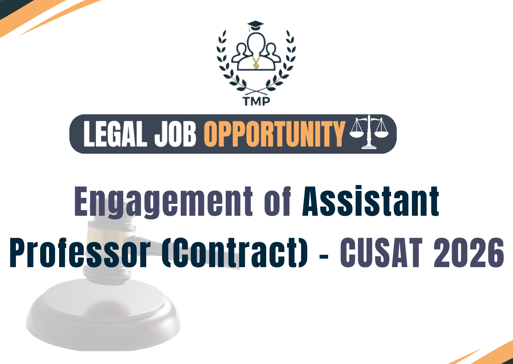 Assistant Professor (Contract) – Law, School of Legal Studies, Cochin University of Science and Technology (CUSAT)