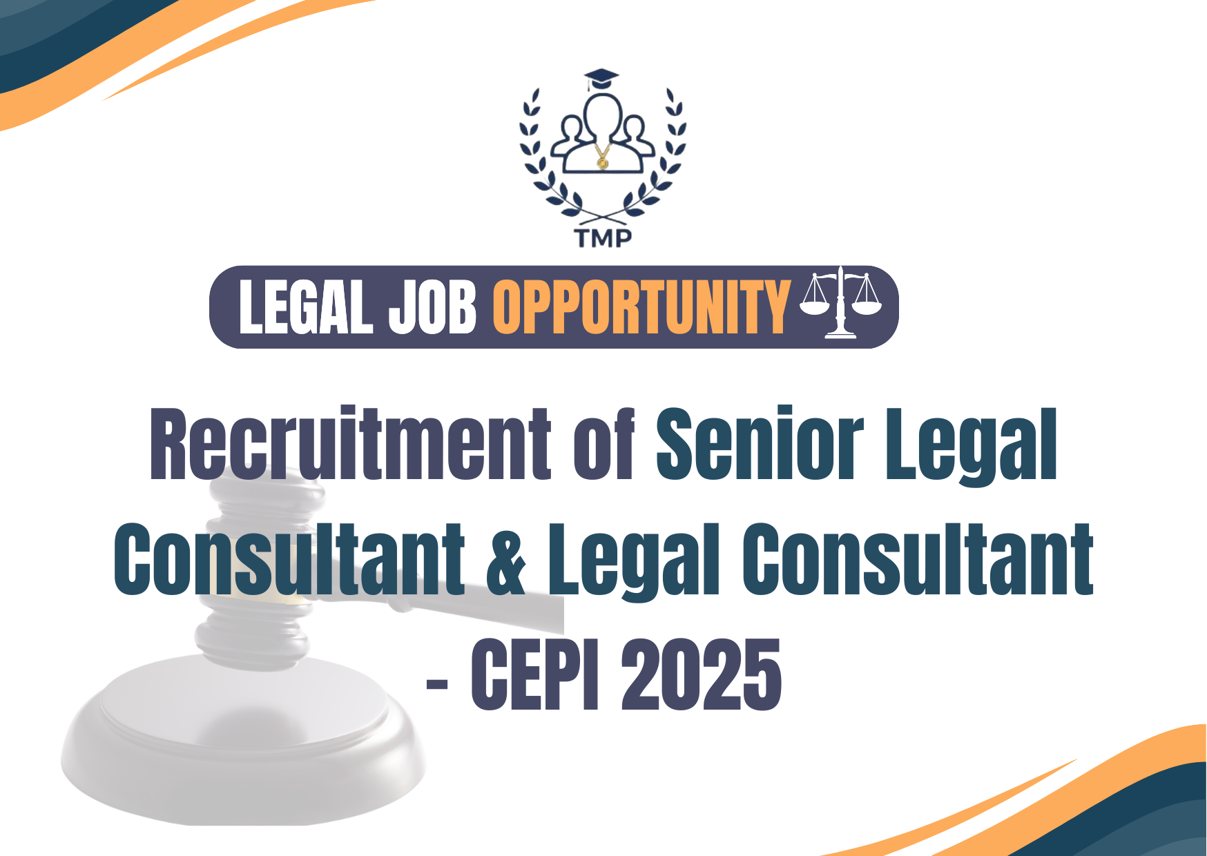 Recruitment of Senior Legal Consultant & Legal Consultant – CEPI 2025